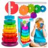 Twisted Pyramid Rainbow Tower Sensory Educational Toy Sorter 41cm