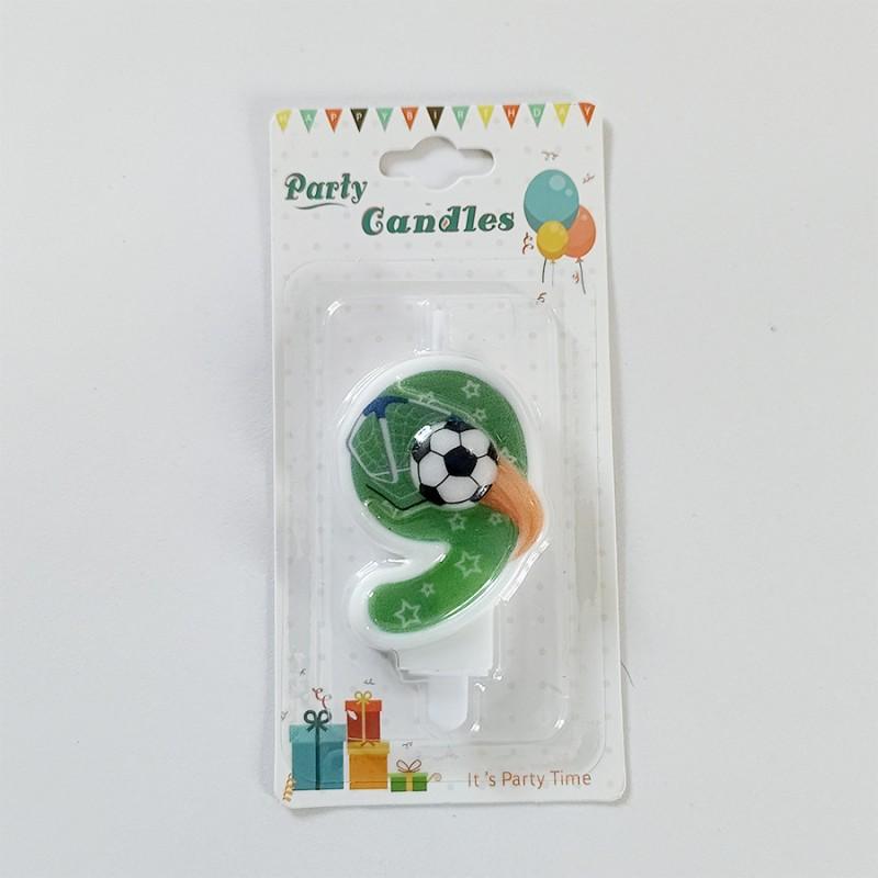 Green Soccer Football Number Candles 0-9 Diy Birthday Cake Toppers Celebration Party Cake Decorations For Kids Soccer Fans