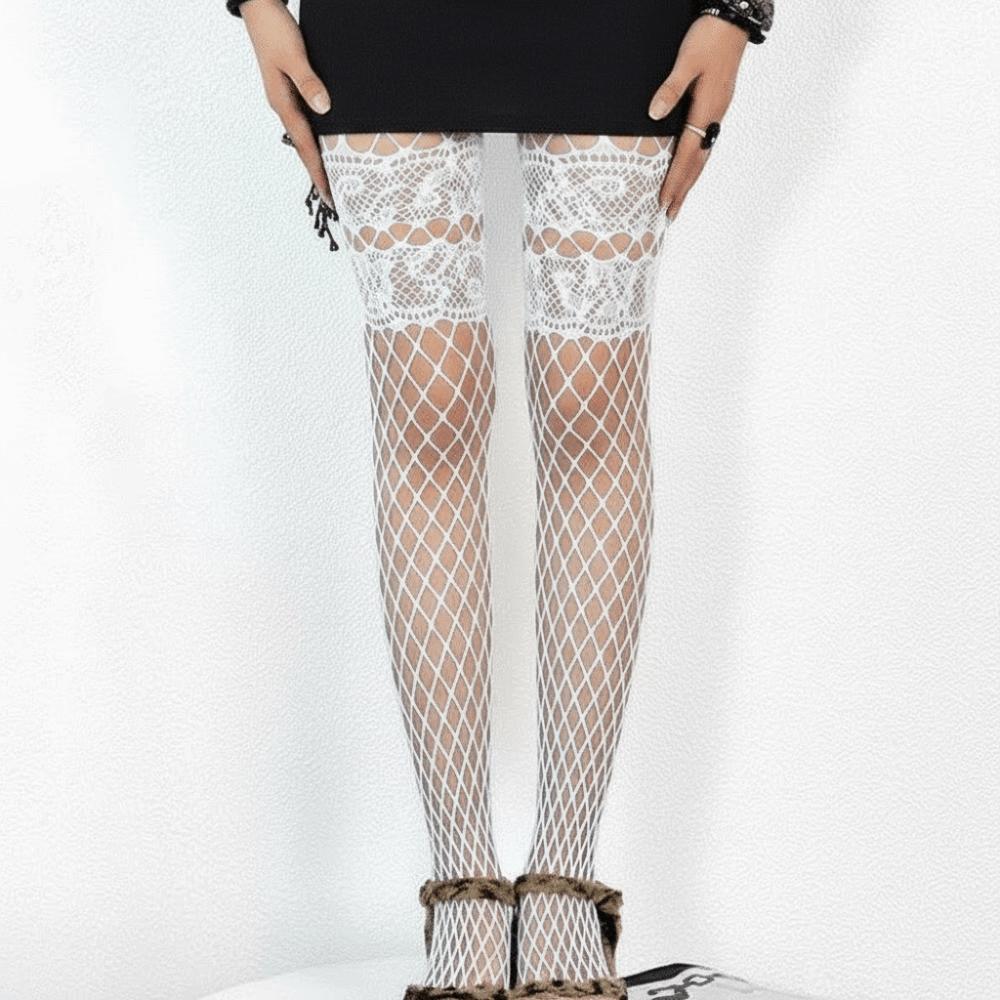 Thin Mesh Fishnet Stockings Nylon Material Mesh Tights Cool Pantyhose Women Wear белый