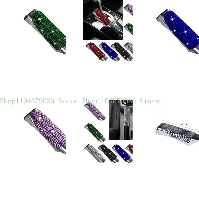 652F Sparkling for Galaxy In Your Hand Car Handbrake Grips Cover Fancy Interior Accessory for Rhinestone Parking Handle Cover