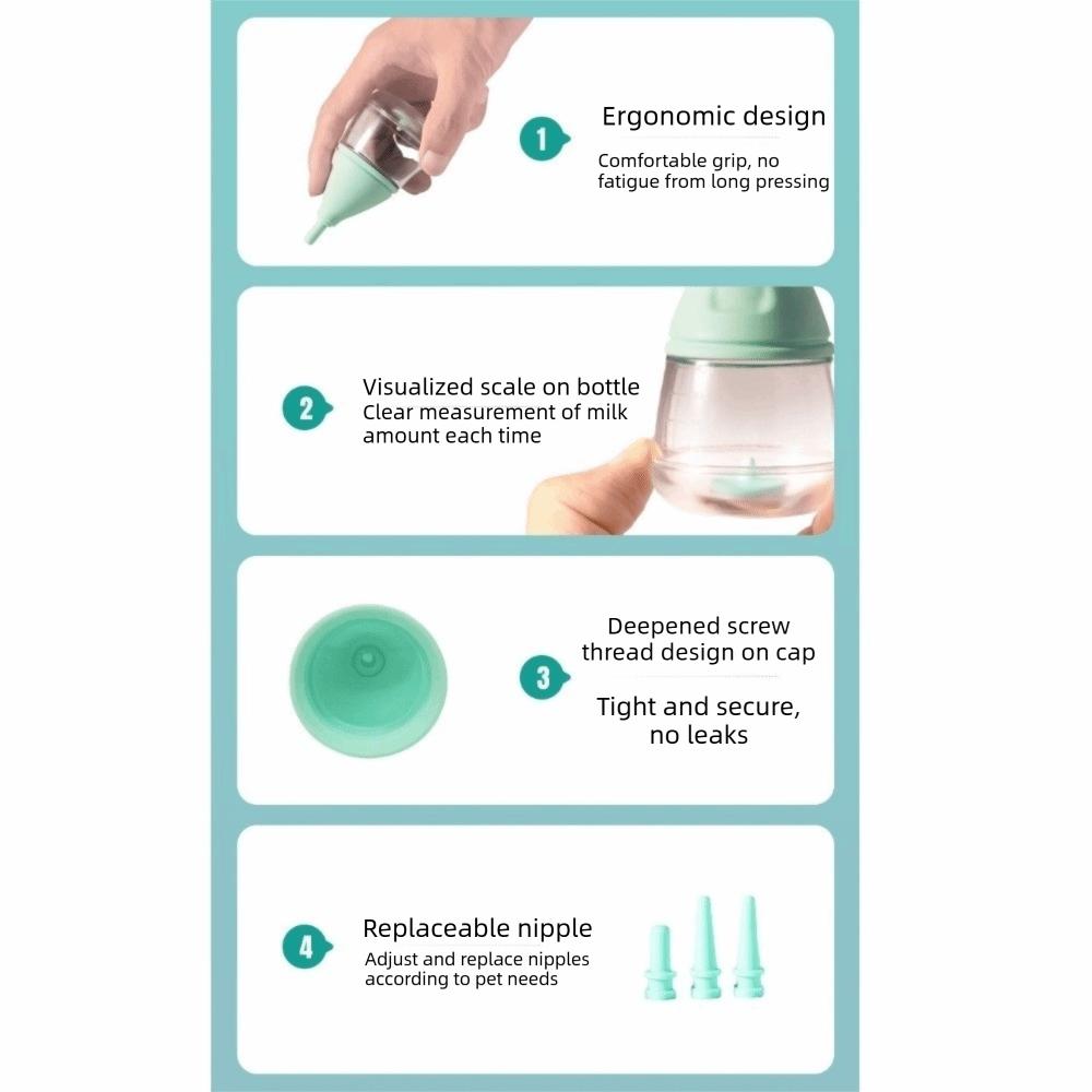 Silicone Cat Feeding Bottle Bite Resistant Detachable Lid Pet Nursing Bottle 40ml with Scale Pet Pacifier Bottle Newborn Pets