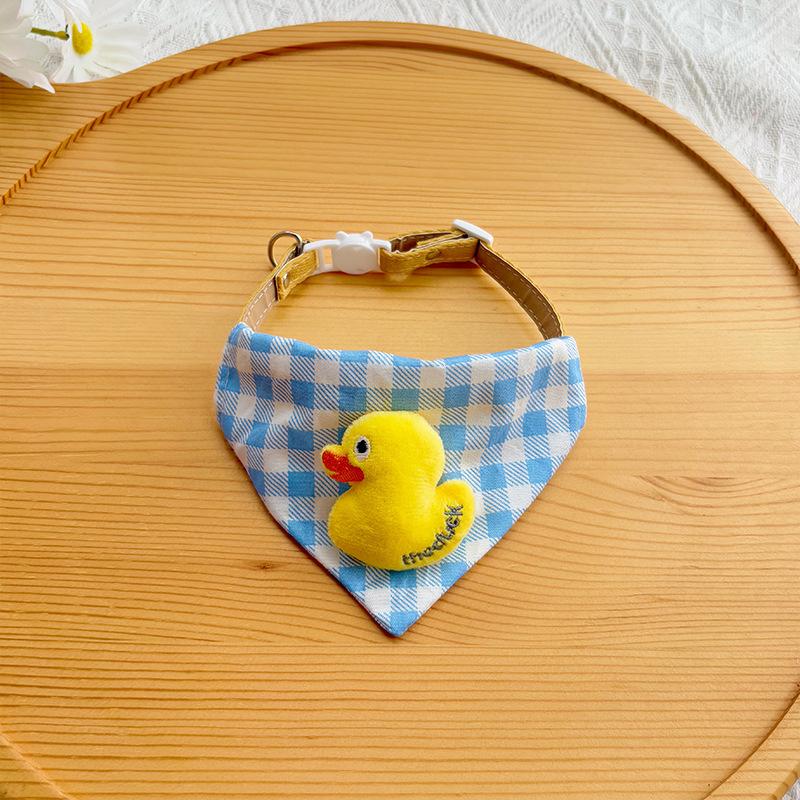 Dog Saliva Towel Collar Pet Triangle Towel Cat Cartoon Bib Circumference Collar Plaid Cute Dress Up
