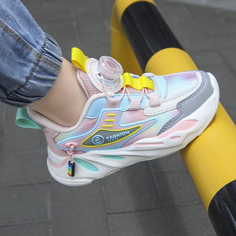 2025 Herbst/Winter Leder-Sportschuhe für Mädchen mit Drehverschluss