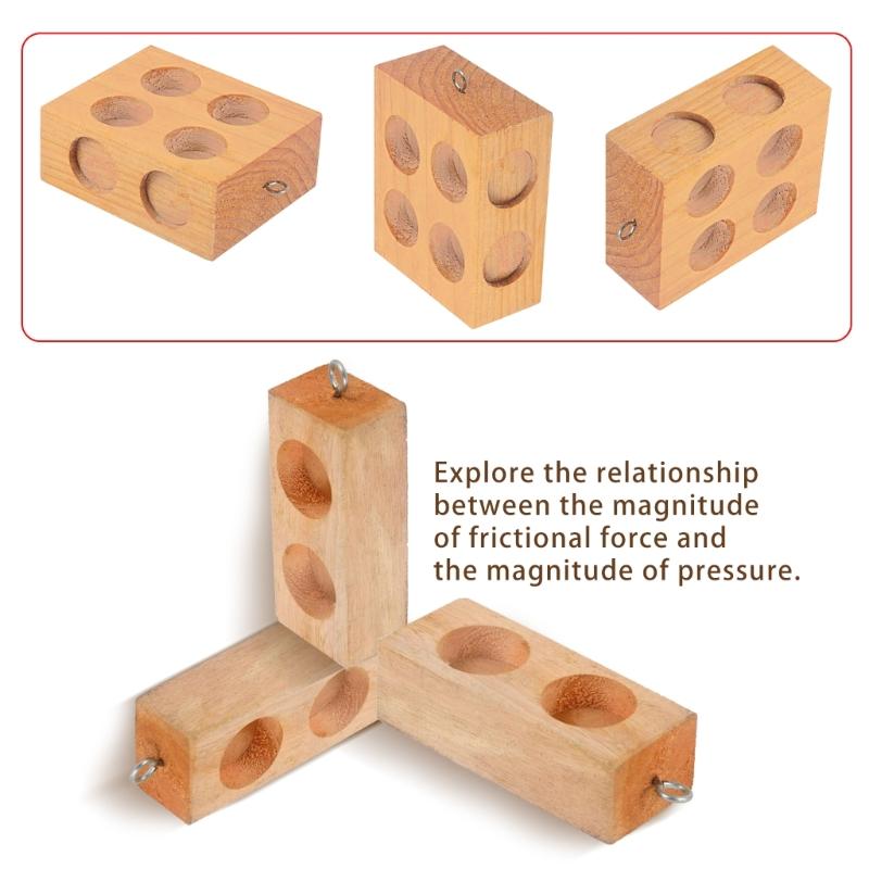 Double Hole Wood Block 6 Holes Friction Block Physical Mechanics Demonstration Teaching Equipment School Supplies