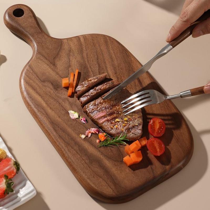 Black Walnut Steak Board Wooden Pizza Tray Rectangular Solid Wood Bread Cutting Board Home Restaurant Wooden Tray