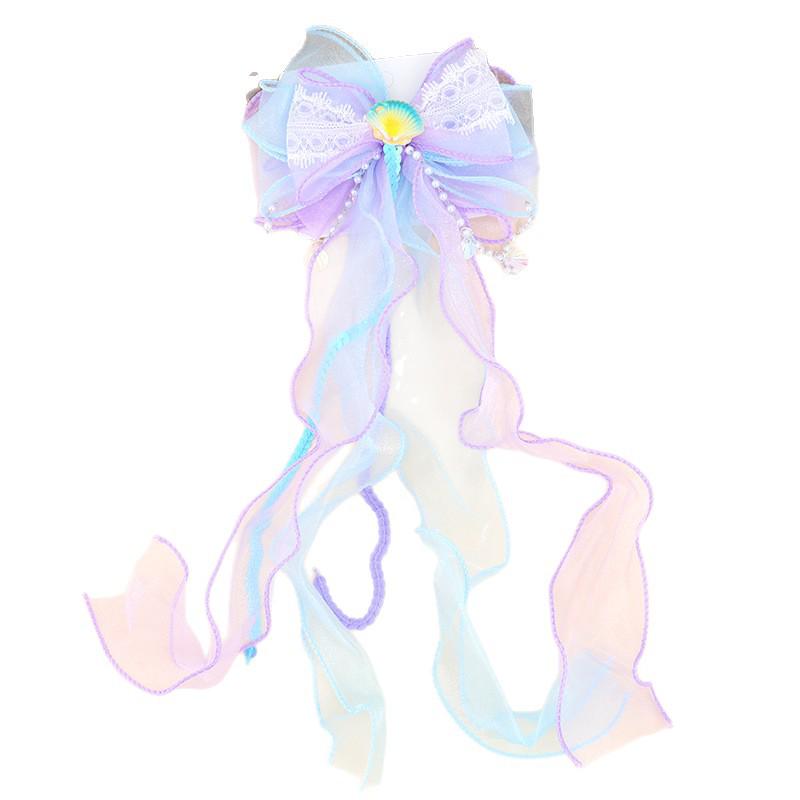 Princess Mermaid Bow Hair Clip for Girls – Children's High Forehead Chain Hair Accessory