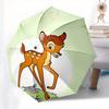 Bambi, Deer Automatic Opening and Closing Umbrella - 8 Ribs Portable Folding Umbrella with Plastic Handle, Suitable for Leisure and Hallowee