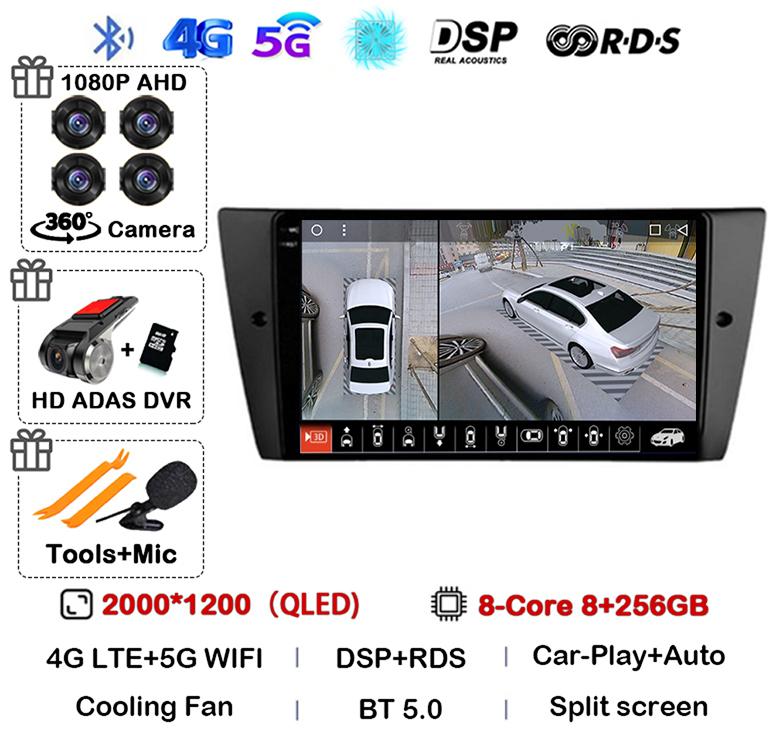 Android 14 Wireless Carplay Auto Car Radio For BMW E90 E91 E92 E93 3 Series Multimedia Stereo Video Player Head Unit GPS WIFI+4G