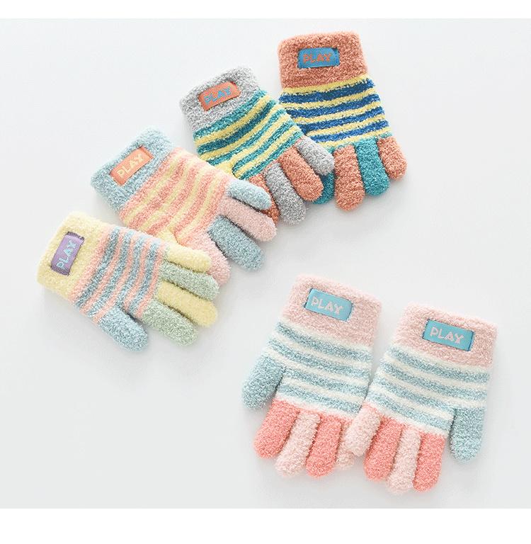 Children's Knitted Warm Full Finger Gloves
