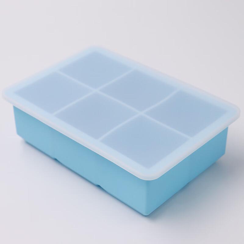 DeRuiEn 6-Grid Silicone Ice Tray with Lid, 2-Pack