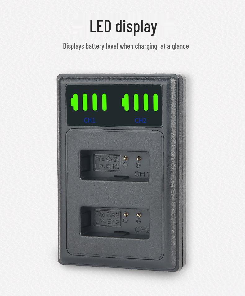 LPE12 USB Dual Charger for Canon EOS M50, M2, 100D, M100, M10, M200