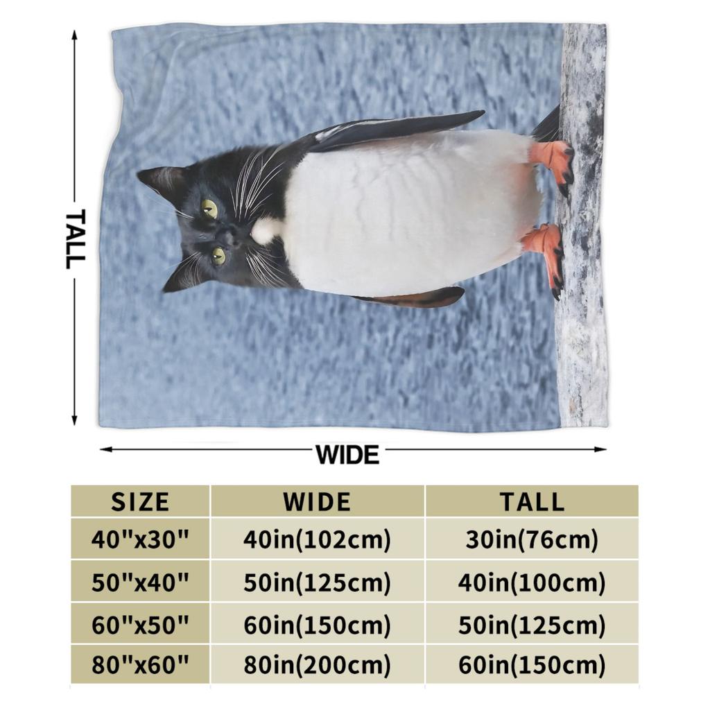 Cute Penguins Famous Meowl Cat Owl Meme Blanket  Warm Soft Plush Throw Blanket For Home Decor Travel Flannel Bedspread Bed Cover