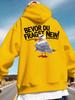 European Humor Graphic Men Hip Hop Sports Hoodie Annoyed Seagull Letter Design Loose Outdoor Sweatshirt