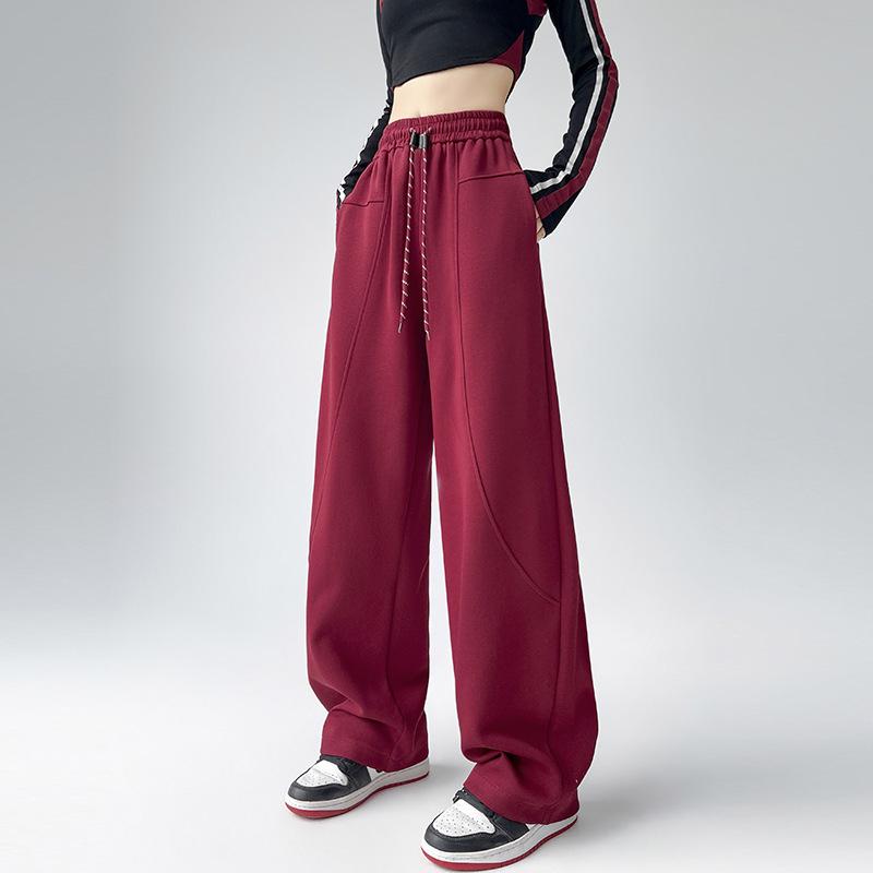 Women's High-Waist Wide-Leg Sweatpants: Autumn/Winter Thickened Velvet Casual Pants