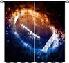 Rustic Basketball Curtain Vintage Texture Traditional Sport Print Window Curtains Kids Boys Teens With Rod Pocket Polyester