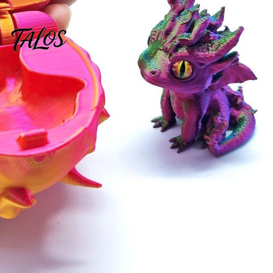 Colorful Dragon Statue 3D Printed with Egg, Gradient Baby Figurine, Holiday Party Favors Collectable Small Toy for Kids, Favors, Desktop Decoration
