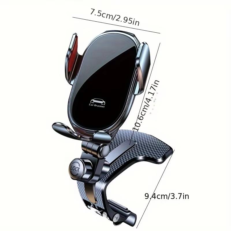 Lcars Silver Textured Car Phone Holder, Securely Fixes and Prevents Falling Off, Rotates Freely in Multiple Angles, Strong Clamp for Stability and