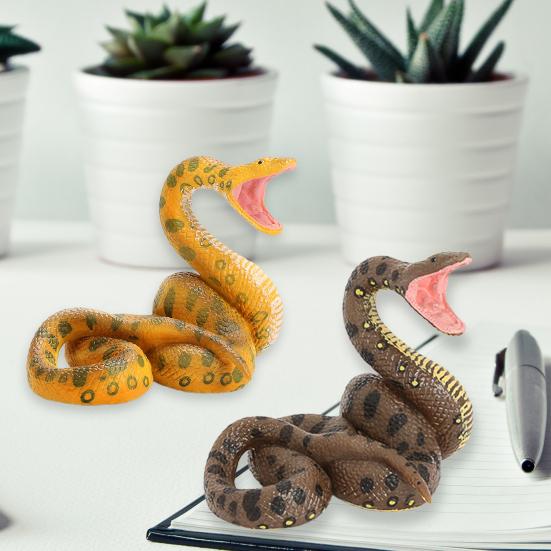 Trick Toy Fall Resistant Eco-friendly Realistic Golden Python Model Figure Animal Giant Snake Figures