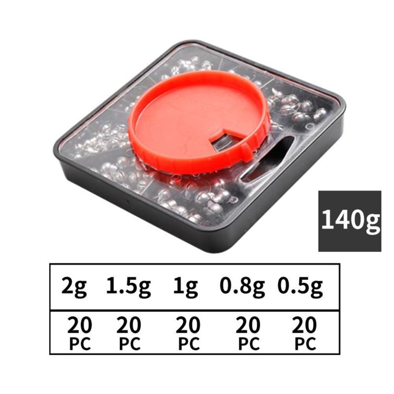 100pcs Fishing Weights Sinkers Fishing Tackle Accessories Open Mouth Design Weights Split Shot Fishing Sinkers 5 Sizes