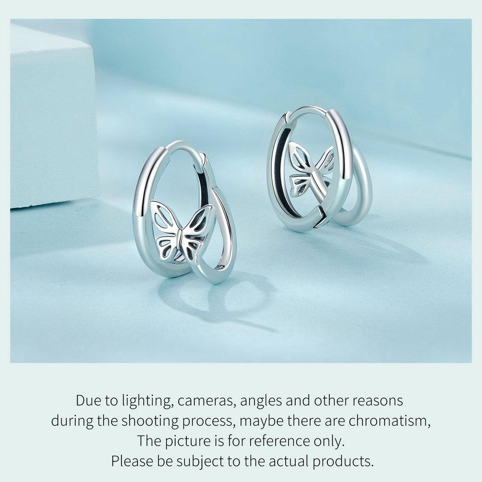 WOSTU 925 Sterling Silber Schmetterling Creolen Mode Abendaccessoires Creolen für Damen Mädchen Feiner Schmuck