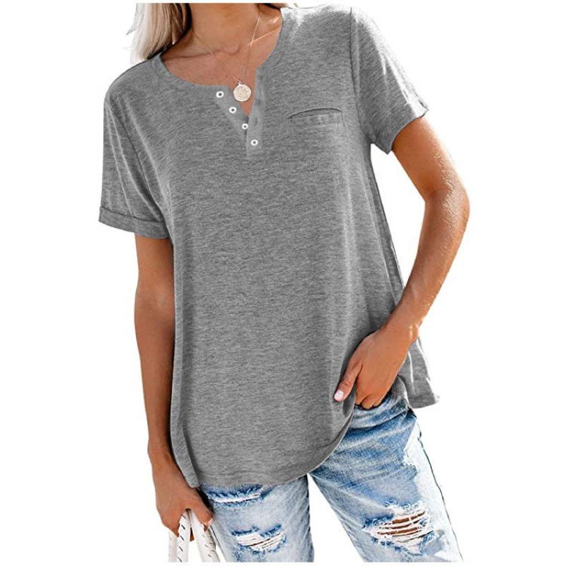 BITCED Women's Fashion Casual Short Sleeve V Neck Blouses & Shirts International Design