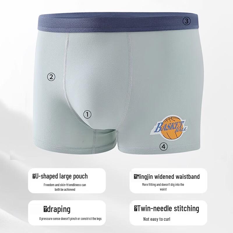 Langsha Boys' Antibacterial Cotton Boxer Briefs 4-Pack