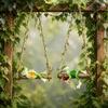Weatherproof Patio Yard Decoration 2Pcs Swing Frog Garden Statue with Hemp Rope, Hanging Ornament Beer/Wine Outdoor for Tree Decor, Weather Resistant