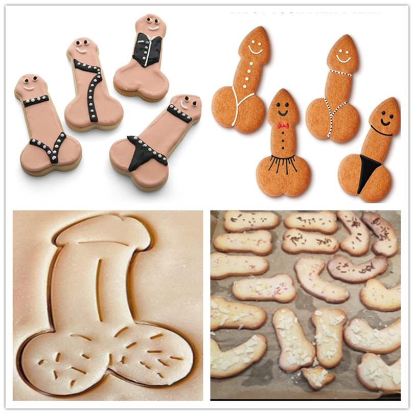 3pcs Penis Shape Cookie Cutter Dick Biscuit Mold Stainless Steel Fondant Cake Cutter DIY Kitchen Baking Decorating Tool Party
