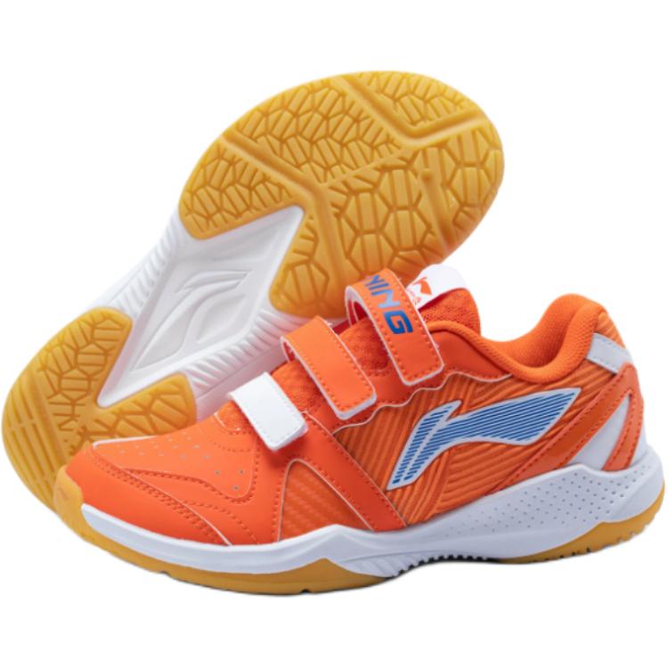 Li Ning Kids Badminton Series Thunder Jr Soft Comfortable Non-Slip Wear-Resistant Low-Top Training Shoes Kids Sneaker Orange White AYTV012-3