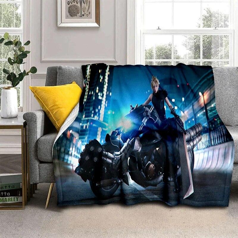 3D Final Fantasy Game Gamer FF14 HD Blanket,Soft Throw Blanket for Home Bedroom Bed Sofa Picnic Travel Office Cover Blanket Kids