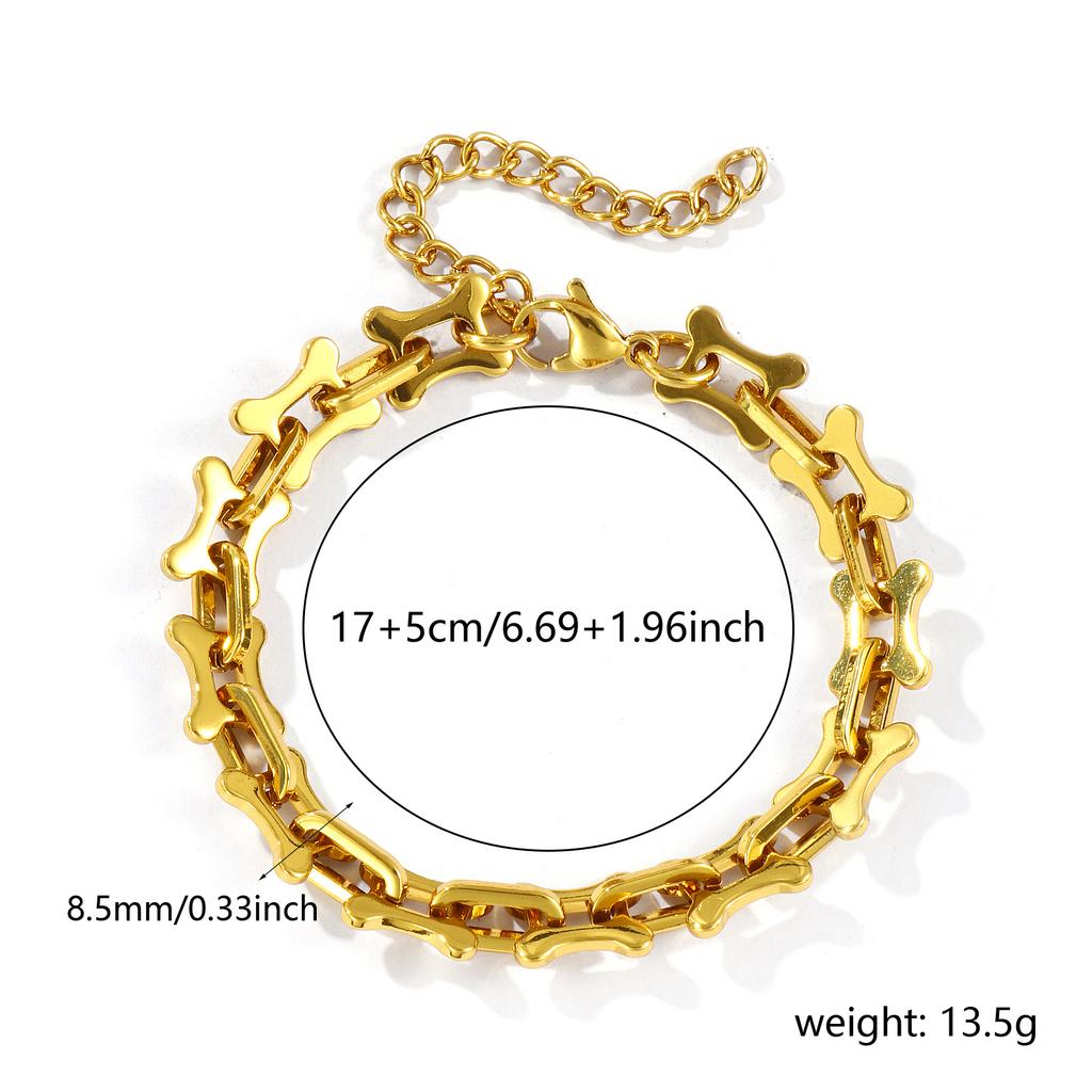 1 Piece Stylish Exquisite 18K Gold Plated 304 Stainless Steel Handmade Link Chain Bracelets For Women Gift 17cm(6.7") long