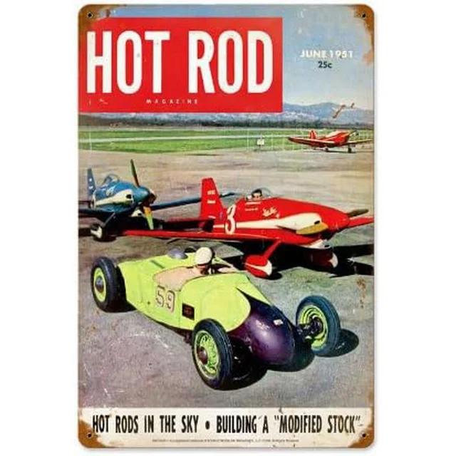 Vintage Pinup Girl Hot Street Rods Garage Full Service Route  Auto Mechanics Metal Tin Sign for Rural Wall Decor  Retro Poster P