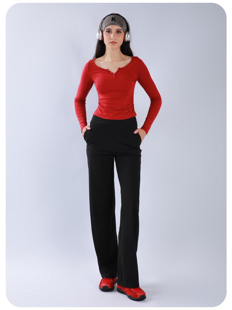 NS High-Waisted Wide-Leg Yoga Pants with Large Pockets - Bare-Feeling, Loose, Slimming, and Drape for Fitness and Style.