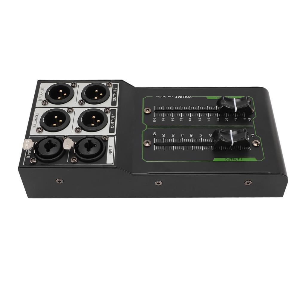 Passive Volume Controller, 1 in 2 Out Accurate Stereo Volume Controller, All Metal Lossless Passive Volume Control Box with Extended 70MM Fader, Plug