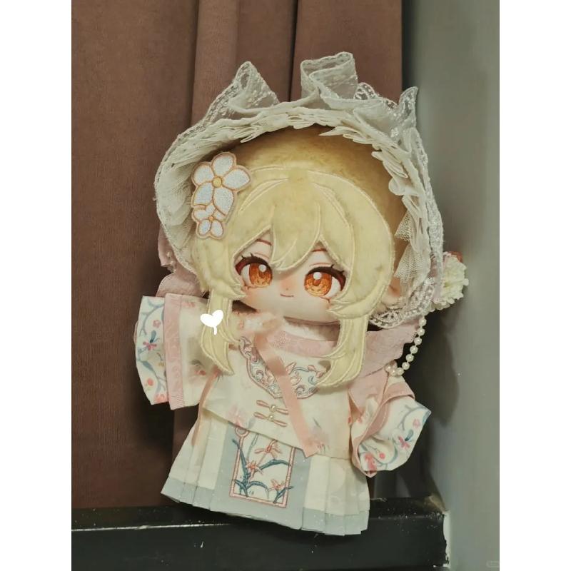 Genshin Impact Lumine 20cm Katoenen Pluche Pop Schattig Knuffeldier Reiziger Figuur Pluche Gouden Meteoor Kawaii Verjaardagscadeau No clothes beige