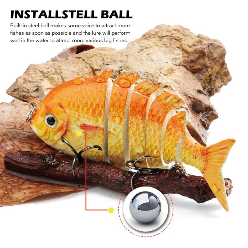Hanlin 8cm 14.5g Esche da Pesca Multi-Articolate Affondanti Tipo Shad Wobbler Corpo Duro Swimbait Realistico Pesce Sole Bass Attrezzatura