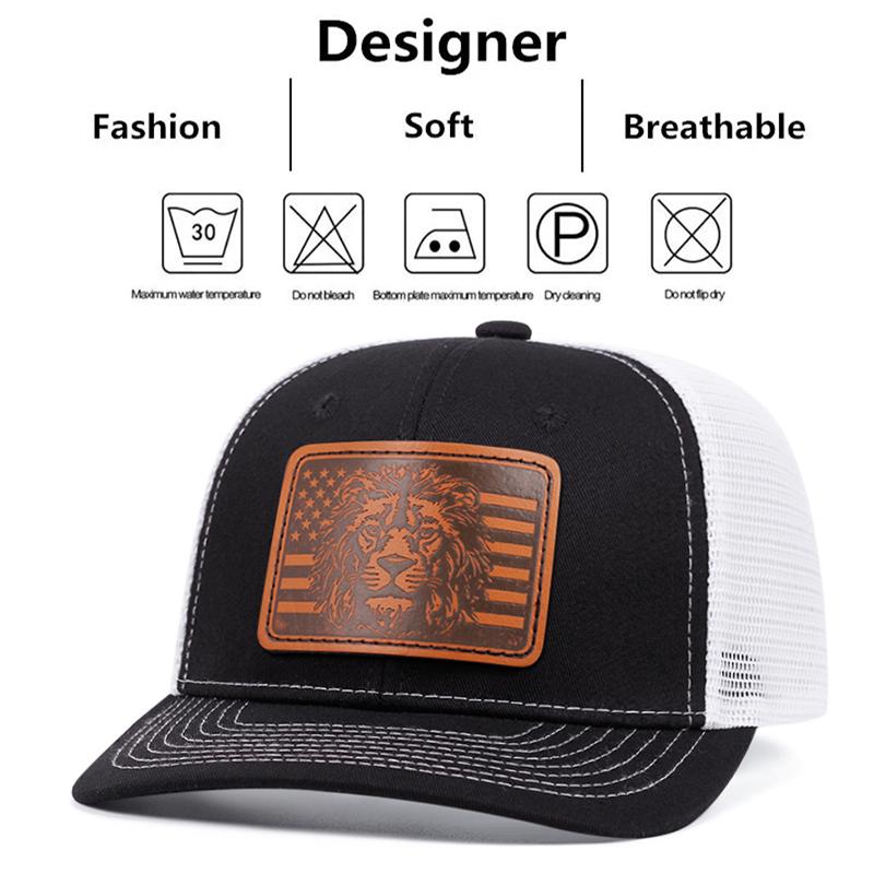NEU Löwe Leder Mesh Kappe Mode Entenschnabel Kappe Verstellbarer Sonnenschutz Truck Cowboyhut Herren Hip Hop Baseballkappe Truck Caps