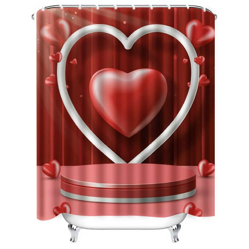 Red Heart Waterproof Shower Curtain