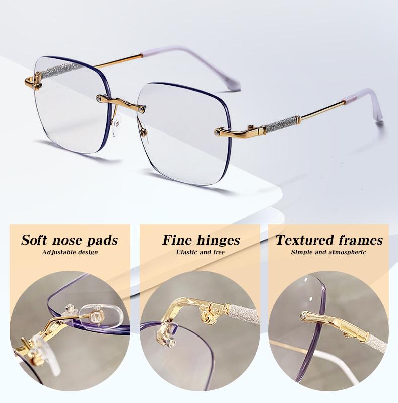 Retro Oversized Square Frameless Sunglasses Photochromic Lenses Uv400 Blocking Unisex Stylish Accessory