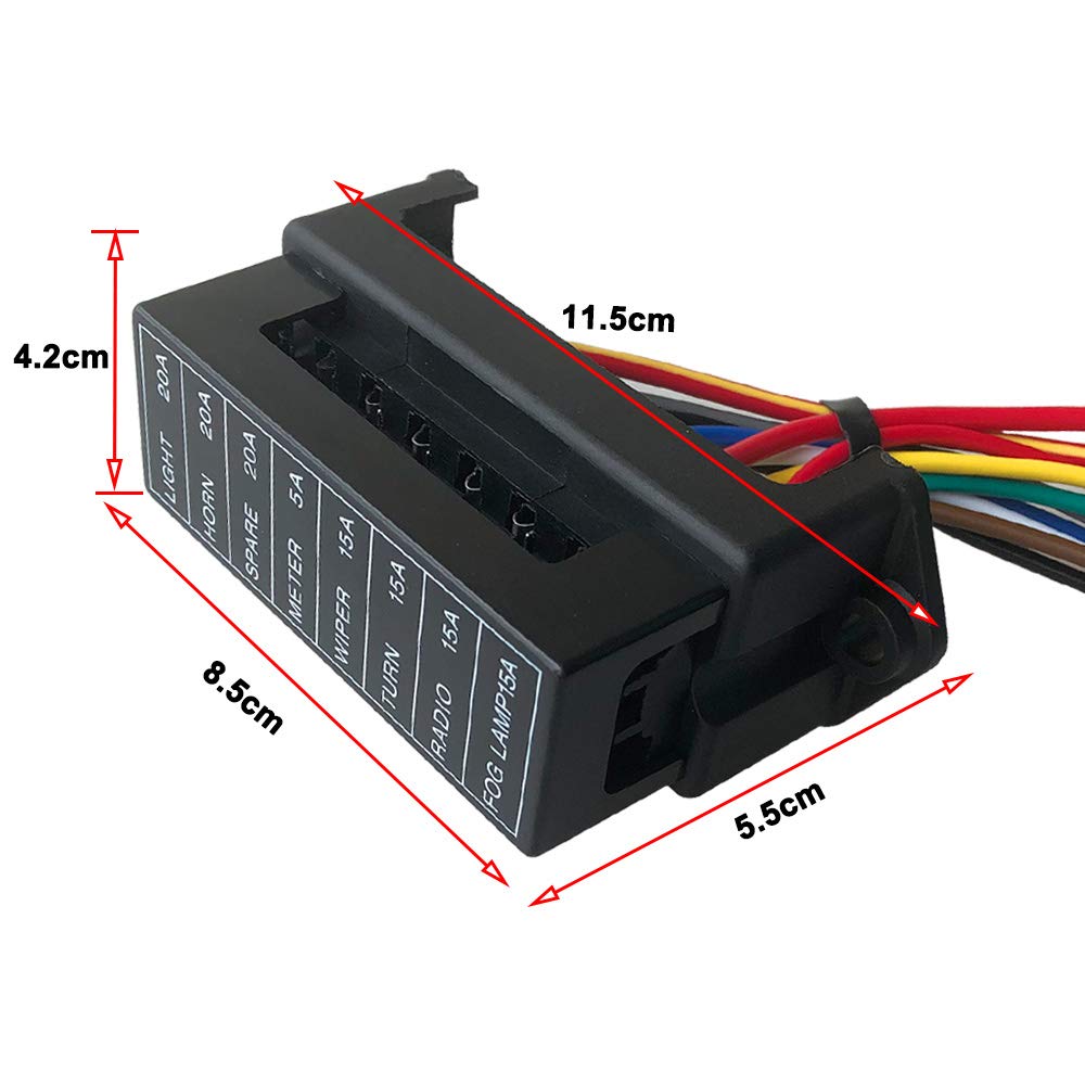Seliwirkt 8 Way Fuse Box Holder, Car Circuit Fuse Box Holder, 2 Input 8