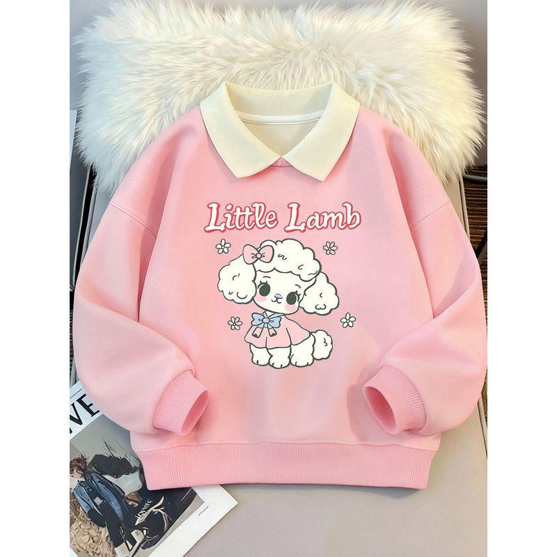 T-Shirt Kidsren's Autumn and Winter Clothing Tops Winter Fleece-Lined Thickeneded Warm Sweatshirts for Small and Medium-Sized Kidsren and Girls