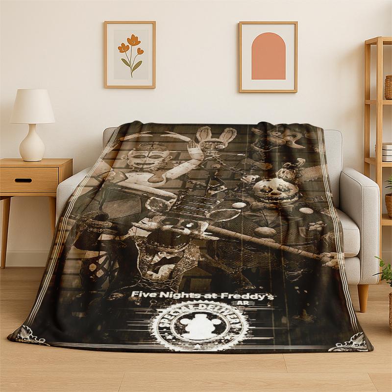 

Classic FFNAF Horror Game Freddy Flannel Blanket Soft Warm Throw Blanket for Bedroom Living Room Bed Travel Camping Picnic 75x100cm