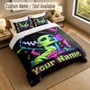3Pcs Bedding Set Custom Name Text, 1 Sheet 2 Pillowcases Home Bed DecorBride of Frankenstein