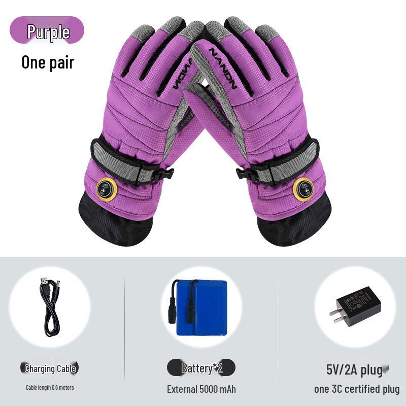 

Waterproof Heated Ski & Riding Gloves: Windproof, Thickened for Cold Protection XL фиолетовый