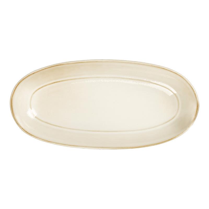 Oval Long Plate Minimalist Style Ceramic Plate Long Plate Household Steamed Fish Plate Restaurant Japanese Material Plate Tableware Plate