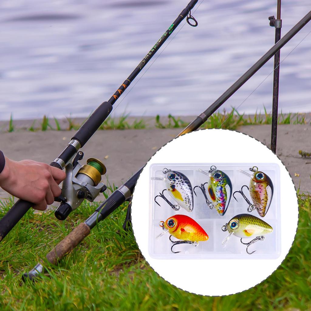 5 Mini Crankbait Fishing Lures 1.5g with Box Artificial Baits Lifelike Swimbait for