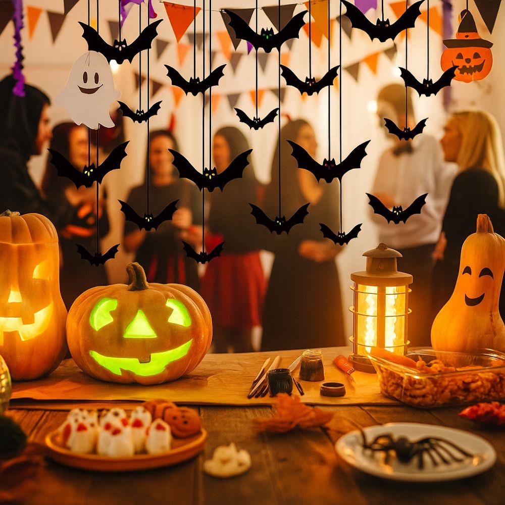 Spooky Halloween Bat Decorations Realistic with Eyes Simulation Bat Pendant Trick or Treat Hanging Spooky Bats Porch Yard