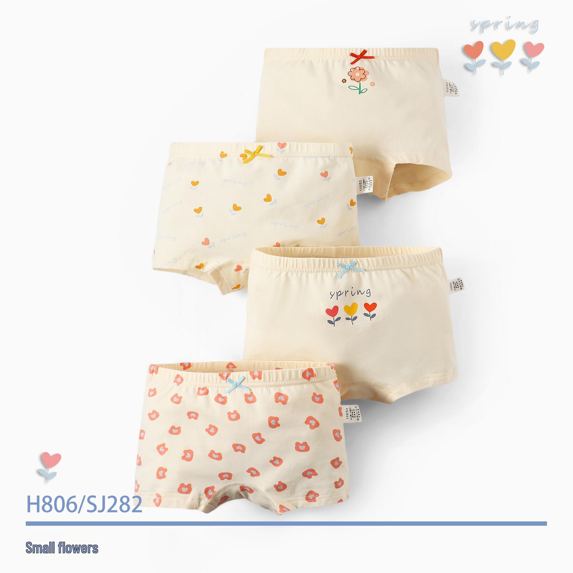 

Детские боксеры-брифы из чистого хлопка с мультяшным принтом - Антибактериальные, в корейском стиле для девочек 160 (Weight: 80-95 lbs, Height: 150-160 cm) 4-pack