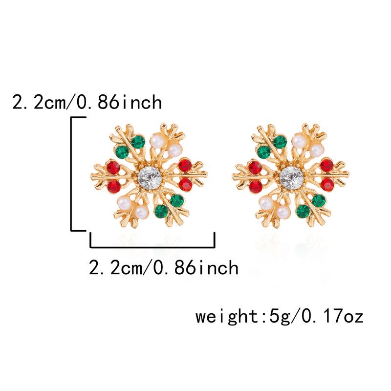 High-End Creative Pearl and Diamond Snowflake Christmas Earrings for Women