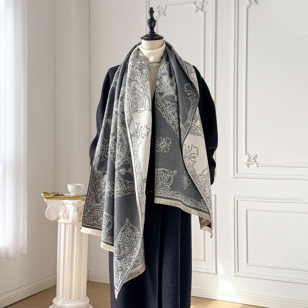 High-End Scarf Women'S Winter Imitation Cashmere Decorative Warm Air Conditioner Towel With Retro Thickened Travel Long Towel